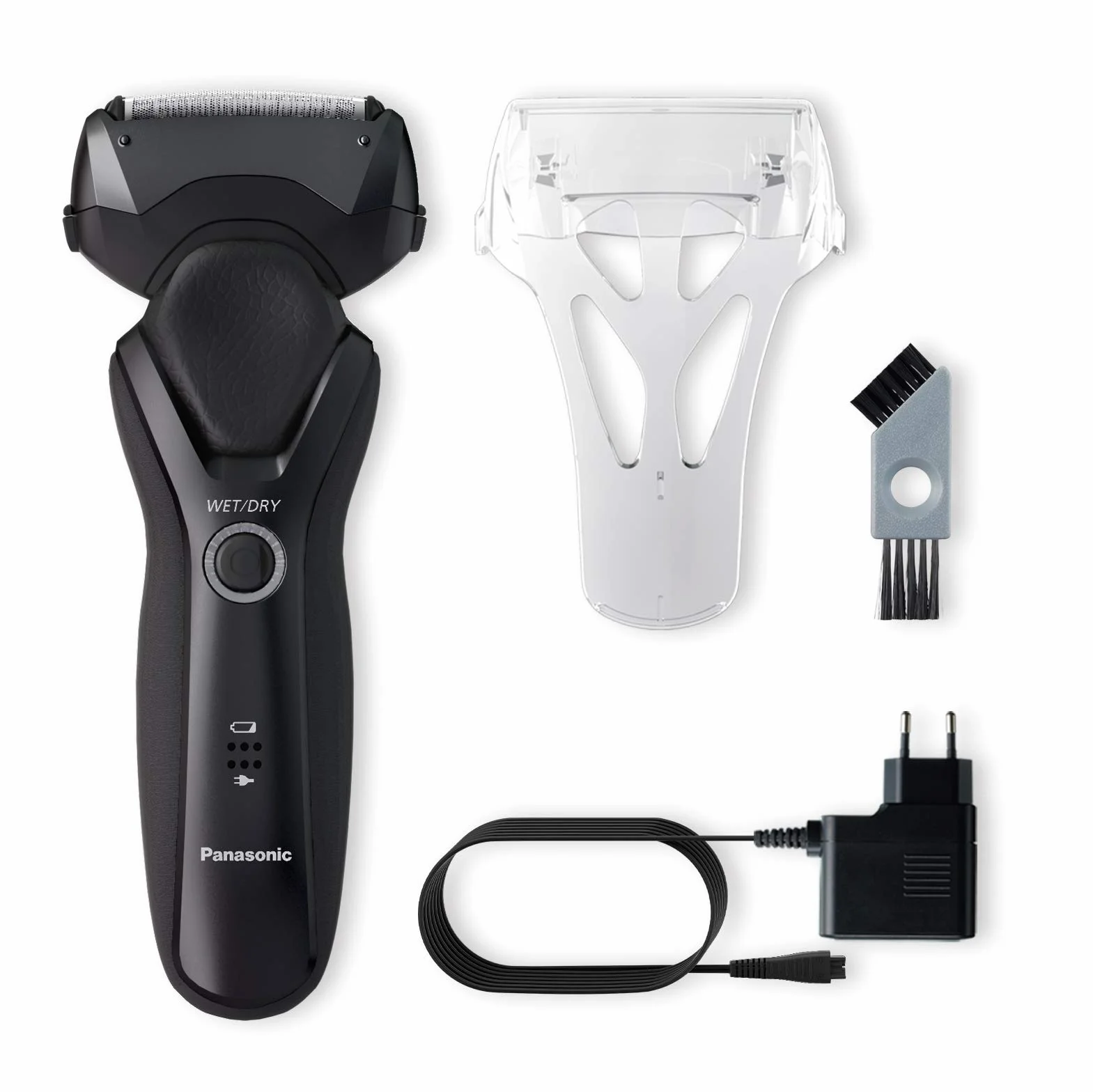 Panasonic ES-RT37-K503 Rasoio Uomo Wet&Dry a 3 Lame per un Taglio Rapido e Preciso, Testina Multidirezionale, Tagliabasette a Scomparsa, Lavabile, Nero