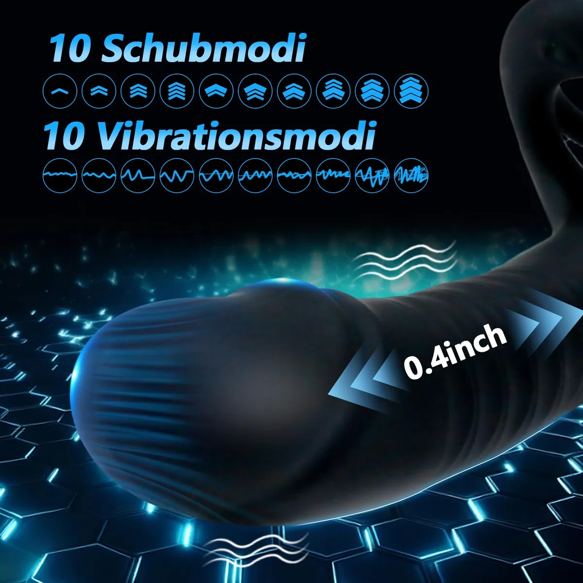 3 IN 1 Vibratore Anale con Anello, Vibratore Anale Dildo, Stimolatore Prostata Anal Plug Sex Toys 10 Modalità di Spinta e Vibrazione Doppio Penetratore Sex Toys con Telecomando per la Coppia