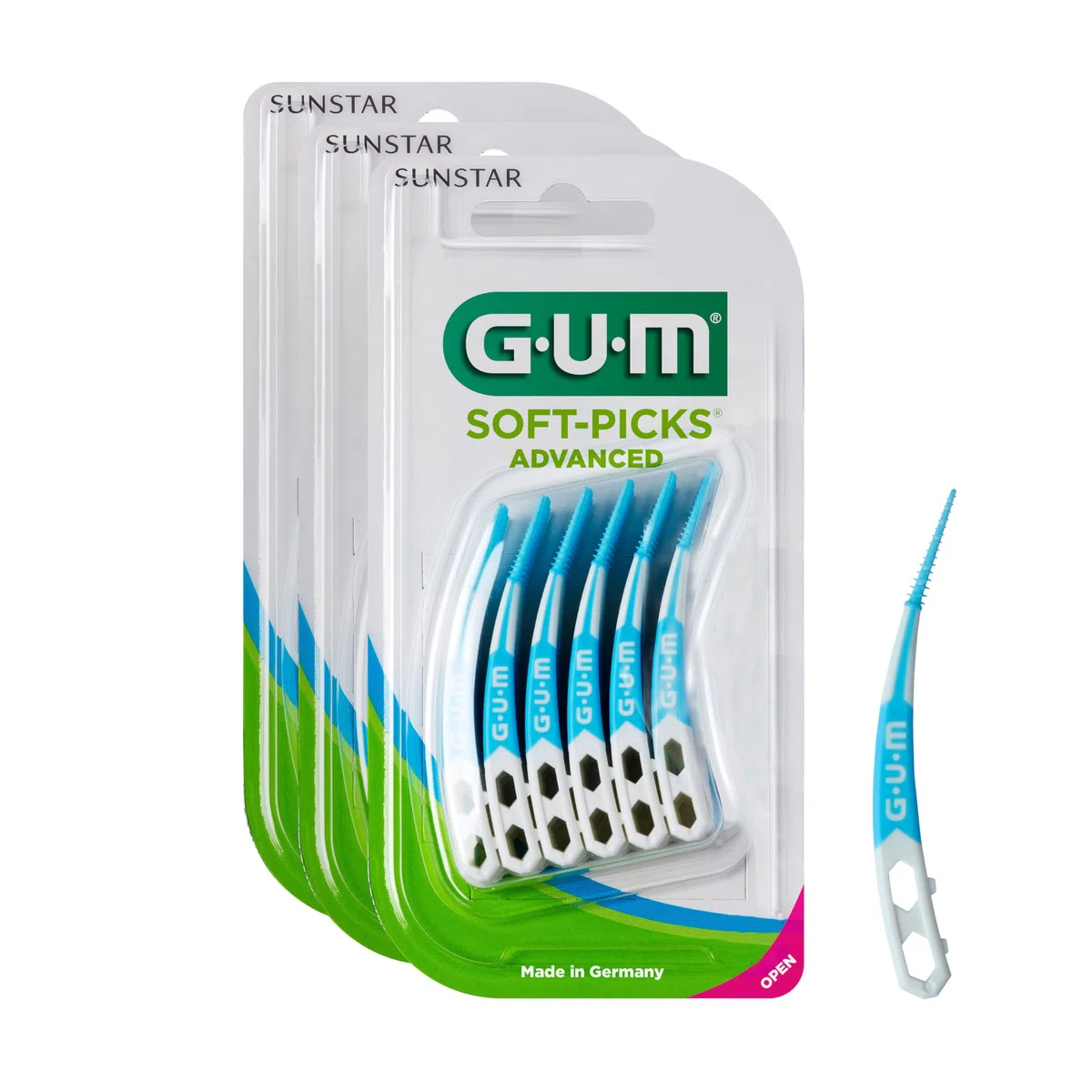 GUM SOFT-PICKS ADVANCED Scovolini Interdentali in Gomma/Per Rimuovere Placca e Residui di Cibo/Raggiunge facilmente anche i denti posterior S - [3x60]