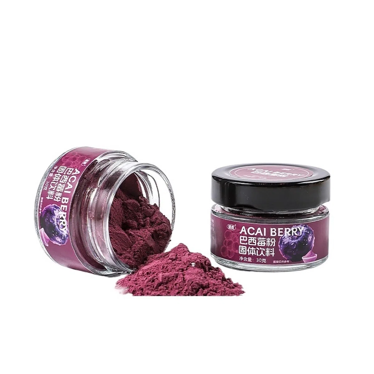 Polvere di bacche di acai da 30 g, polvere istantanea di frutta e verdura, sapore di frutta dolce e aspra, for bevande e ciotole di yogurt(1pcs)