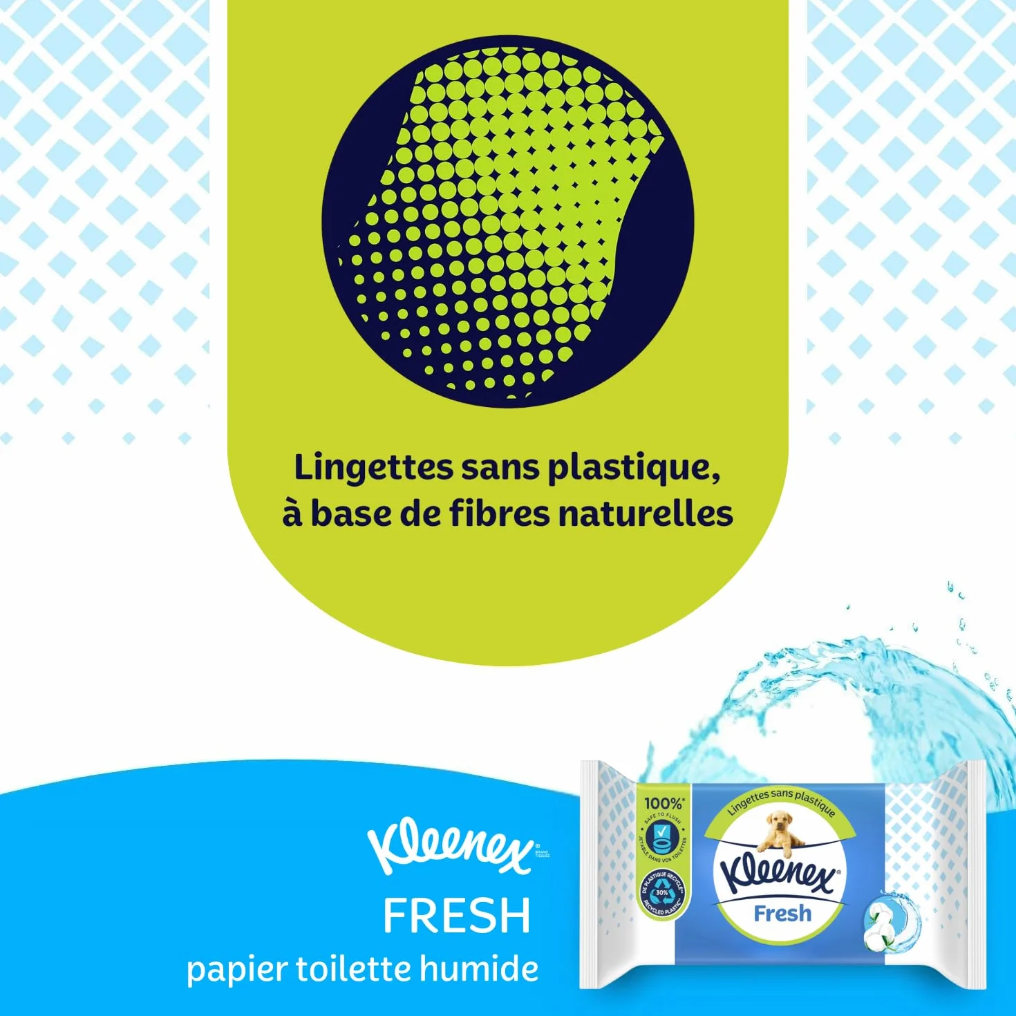KLEENEX Fresh - Carta igienica umida (12 confezioni da 42 fogli), usa e getta in bagno, 100% fibre naturali, senza plastica, senza profumo, senza alcool
