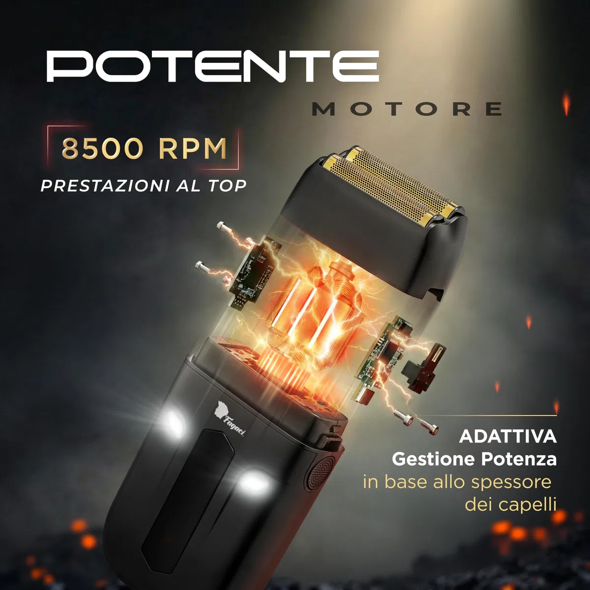Fagaci Rasoio a Lamina con Rasatura Precisa, Electric Shaver Senza Irritazioni, Rasoio Barba Uomo Elettrico con 8500 giri/min ad Alta Coppia, Shaver Elettrico Barba e Capelli Facile da Pulire