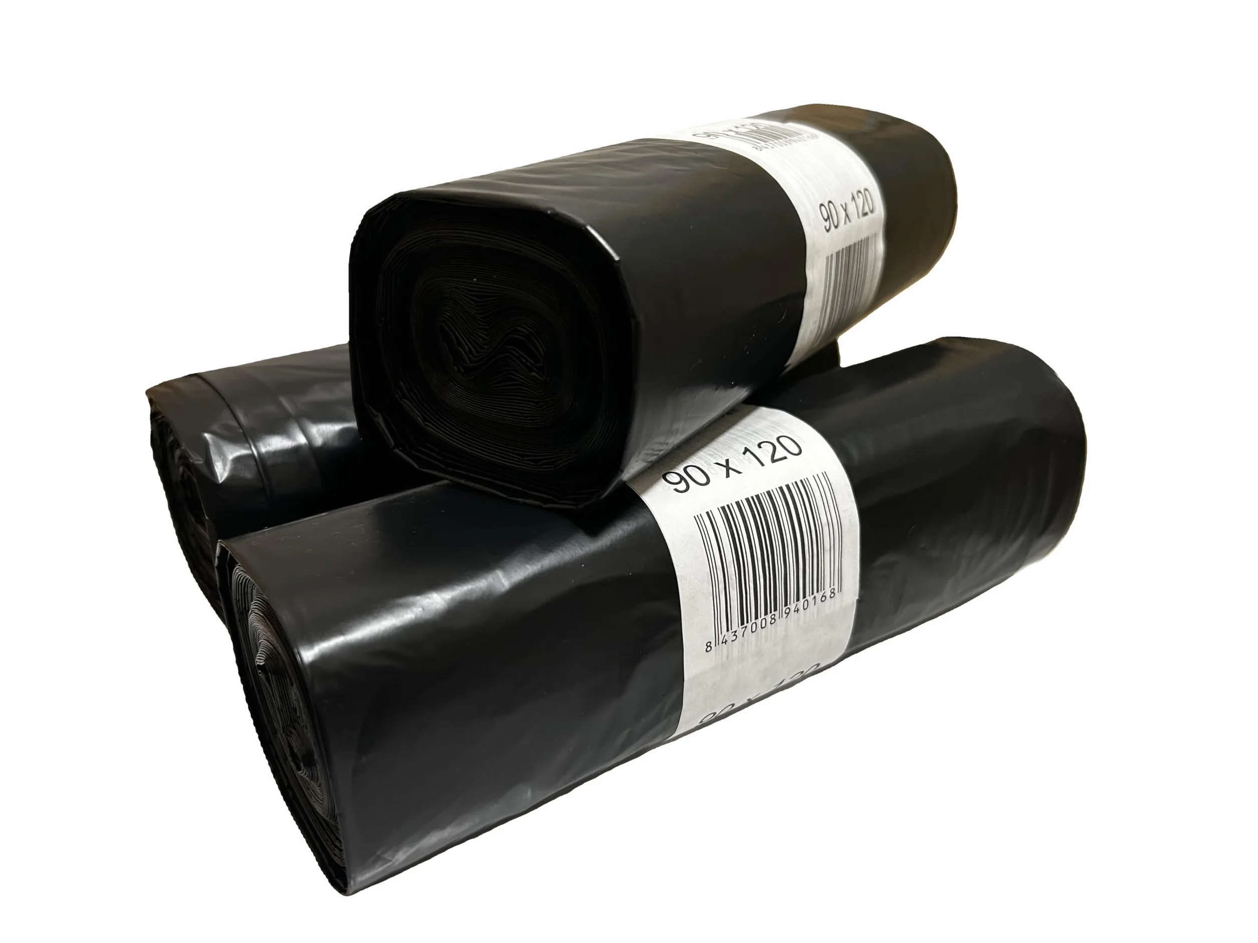 Sacchi per la spazzatura grandi 150L (30 sacchi) - Confezione da 3 rotoli | Neri, resistenti e anti-goccia | Extra grandi 90x120 cm per bidoni industriali e comunitari