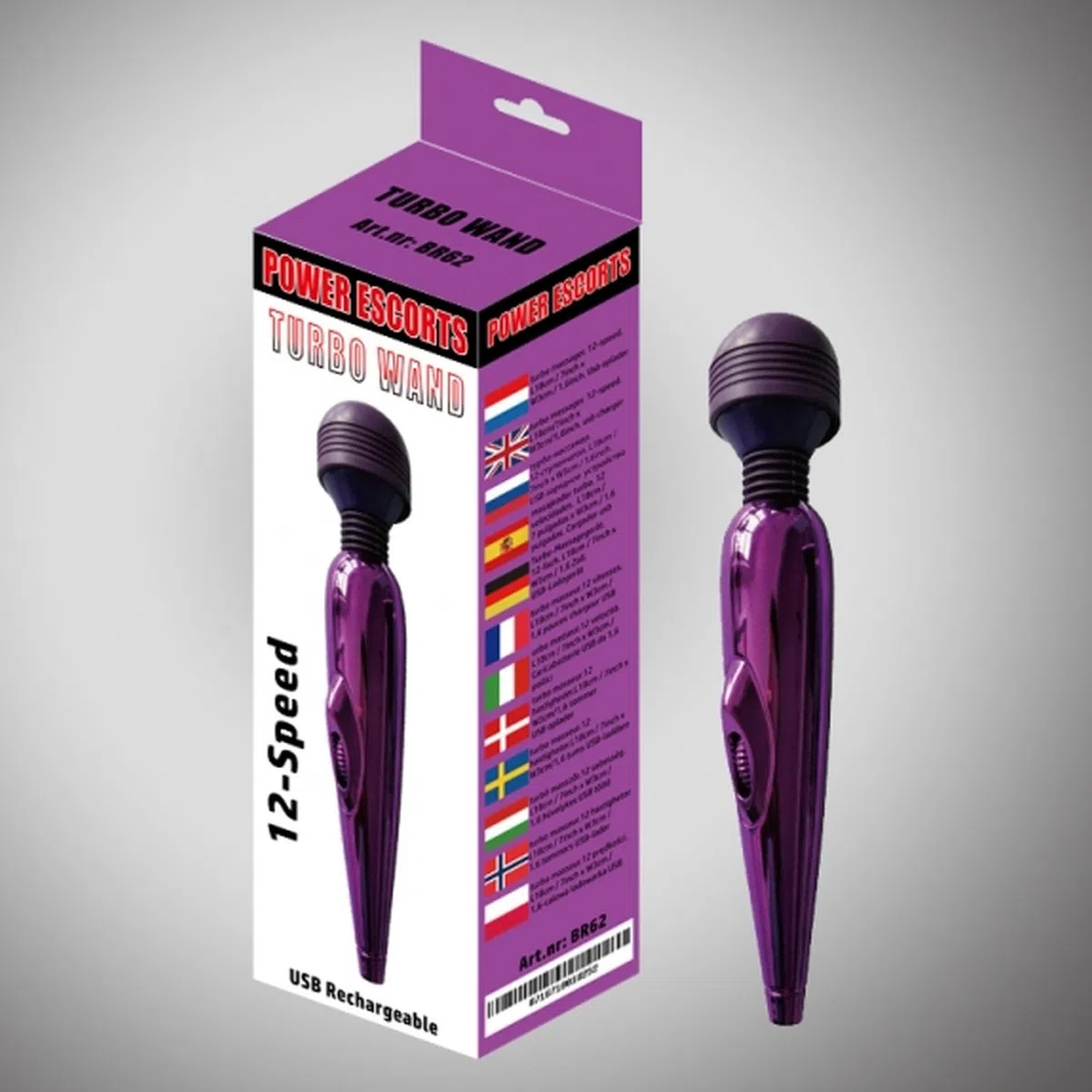 Turbo parete – Viola – 18 cm – Body Wand Massager – Ricaricabile – 10 velocità.