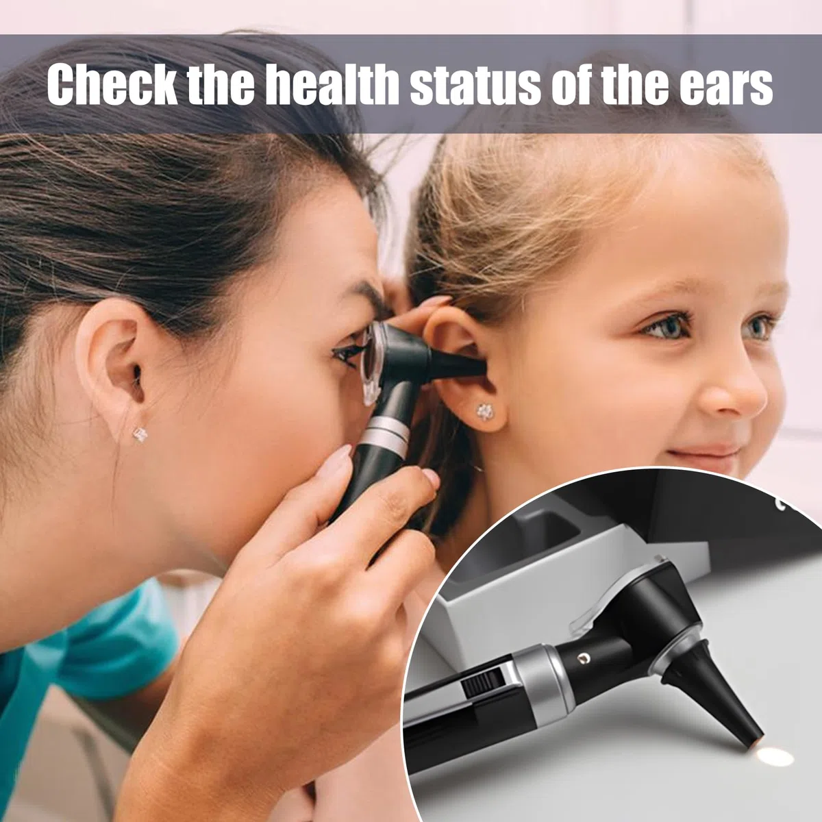 Kit otoscopio portatile: otoscopio con luce LED, illuminazione diretta per la cura delle orecchie, 3 ingrandimenti, 8 tappi e 1 custodia, diagnostica per bambini, adulti, uso domestico e clinica