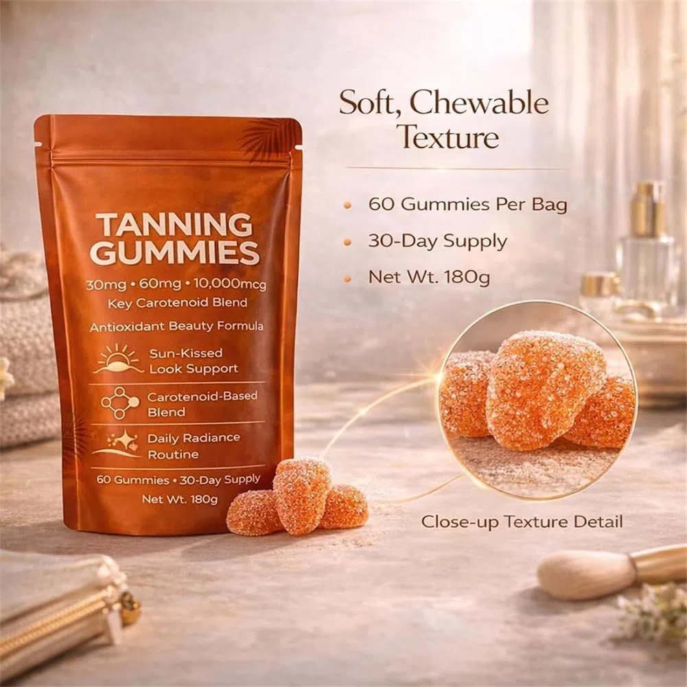 2026 Nuove Gomme Abbronzanti, Gomme Abbronzanti Abbronzatura Veloce Senza Sole, Astaxantina, Miscela di Betacarotene e Licopene con Vitamine C ed E, Migliorano il Tono Naturale della Pelle (2 pezzi)