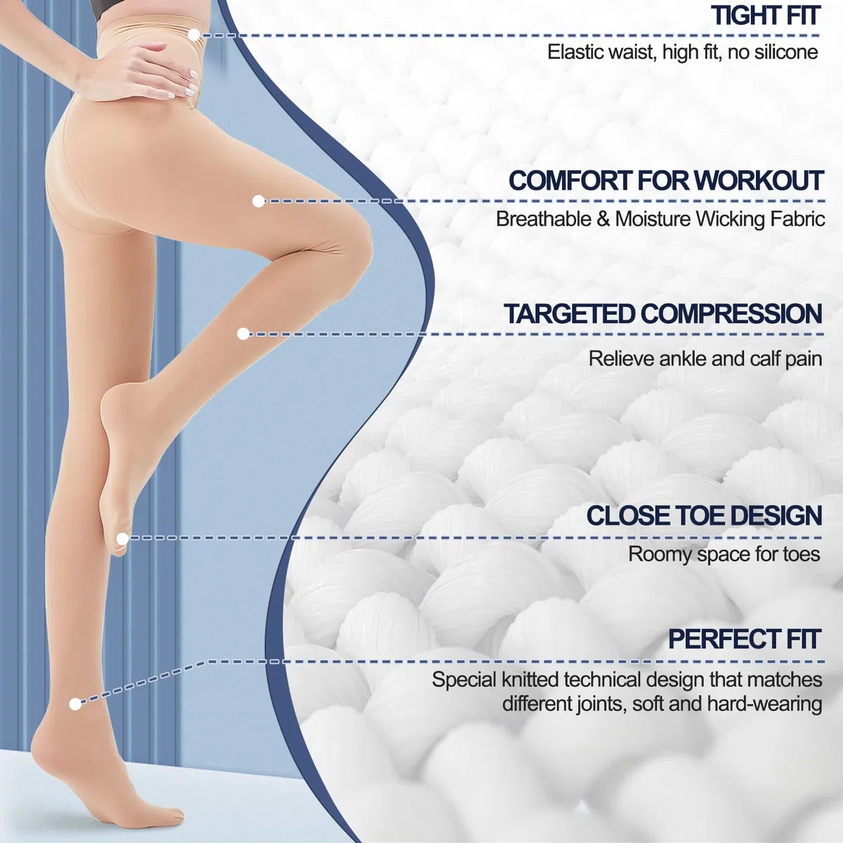 Collant a compressione medica da donna e uomo, lunghezza 20 – 30 mmHg, supporto graduato, calze a compressione, pantaloni a compressione per vene varicose edema