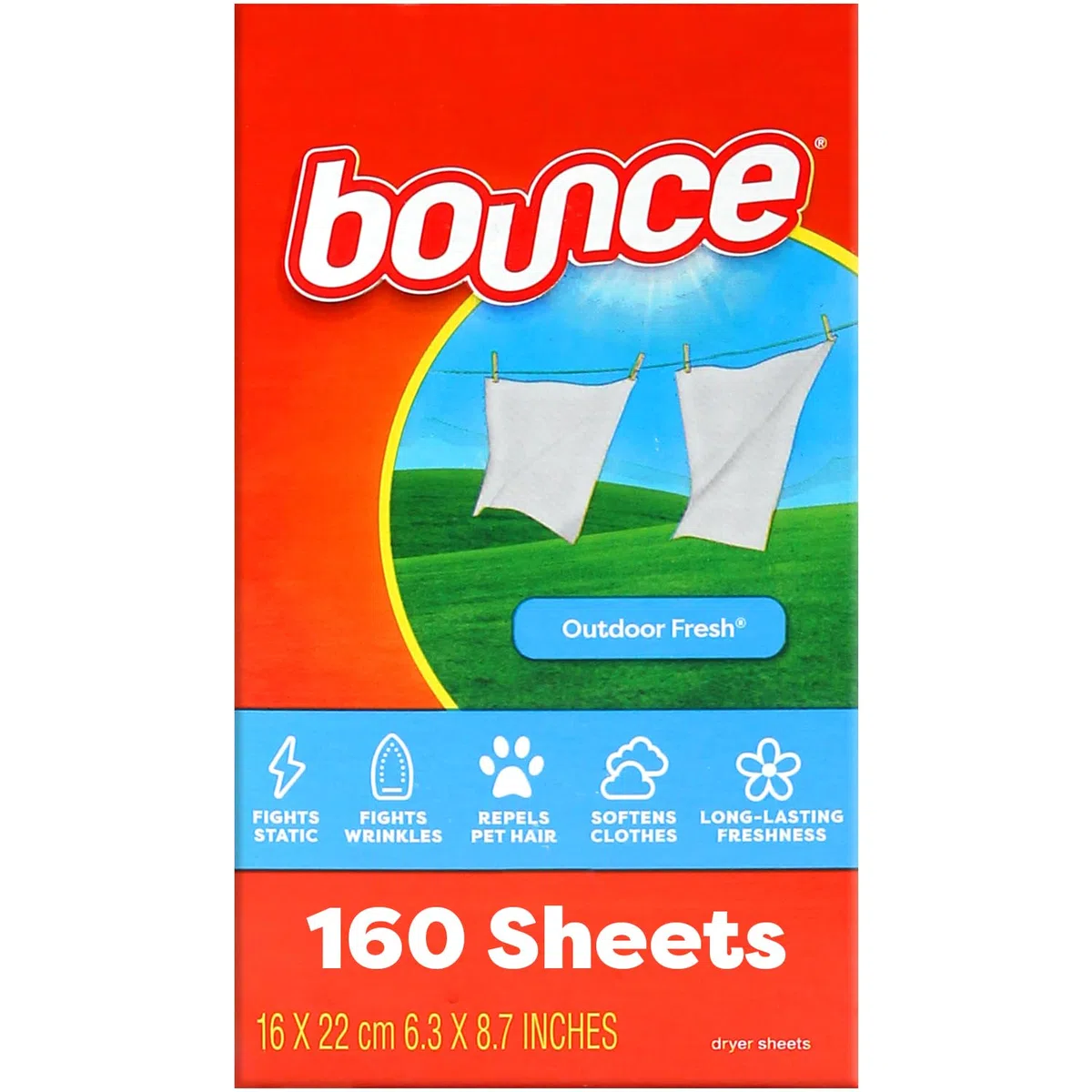 SMART BUNDLES Bounce - Fogli per asciugatrice, ammorbidente e fresco profumo, a lunga durata, per asciugatrice, aiutano a ridurre le rughe e ammorbidire i tessuti, respingono pelucchi e capelli, 160 p
