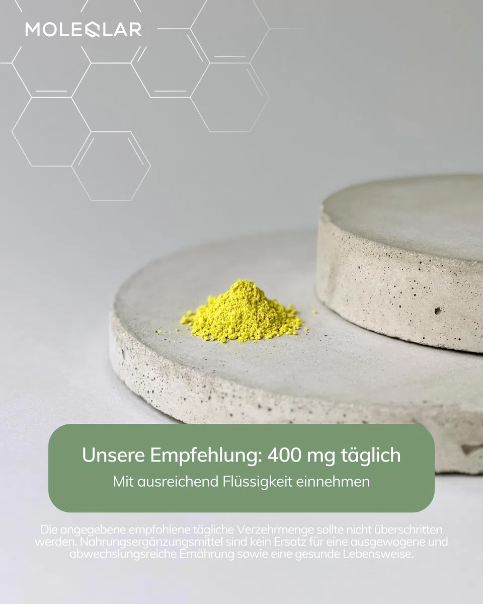 MoleQlar Quercetina polvere di alta purezza – 60 g di quercetina diidrato vegana Premium – 400 mg per porzione – con cucchiaio dosatore – Bioflavonoide vegetale del jap