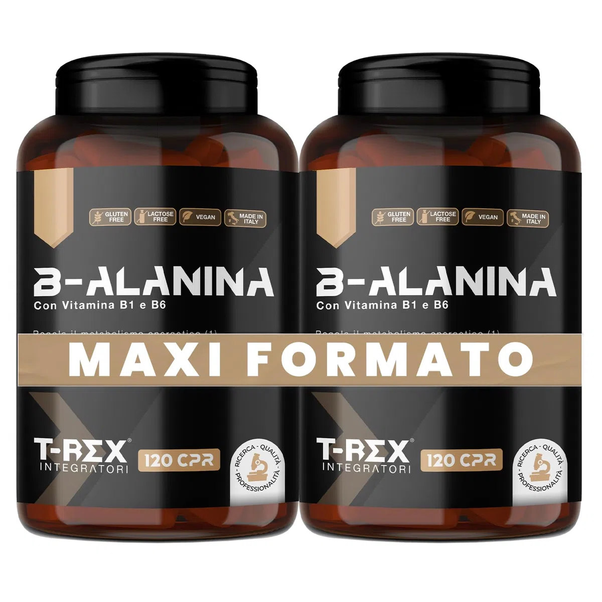 Beta Alanina 240 compresse da 1000mg | Integratore alimentare a base di B-Alanina con Vitamina B1, B6 ed E. Potente post workout per recupero muscolare T-Rex Integratori (120 Unità (Confezione da 2))
