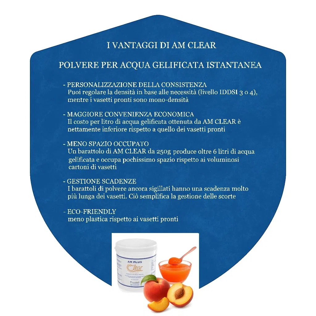 Dmf Dietetic Metabolic Food Polvere Addensante per Acqua Gelificata AM Clear, Pesca - 250 g