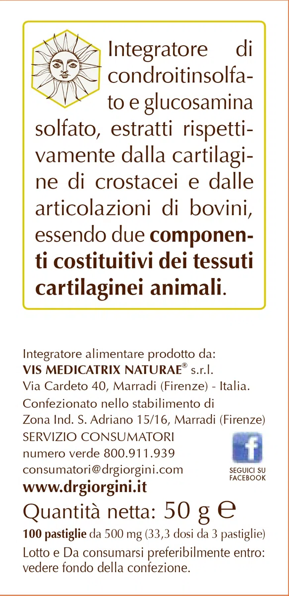 Dr Giorgini Condroitin Glucosamina Pastiglie - 50 g