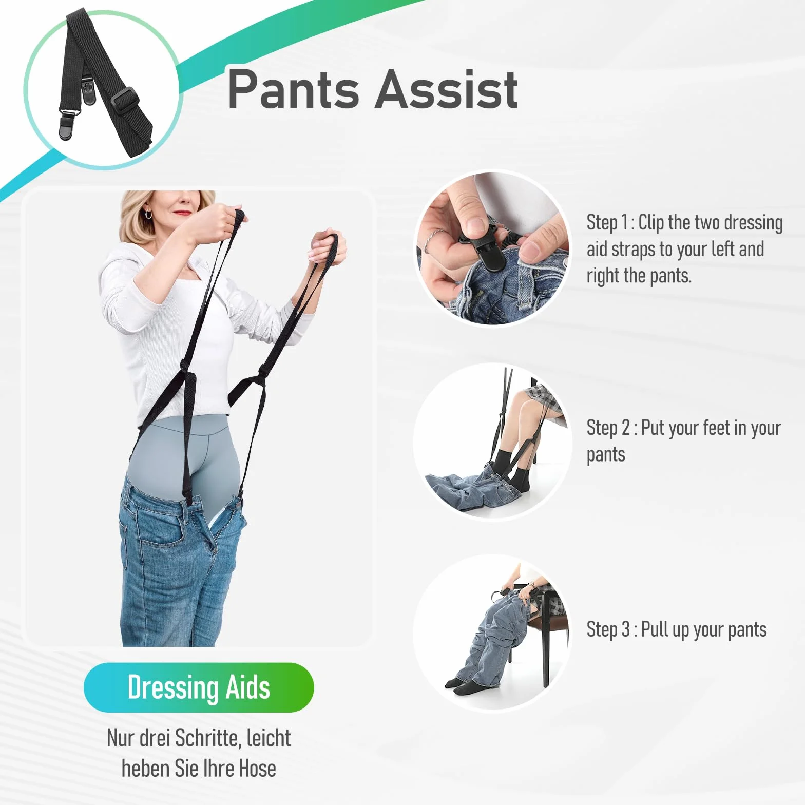 Kit Infila Calze per Anziani, Aiuta a Indossa Calzini, Scarpe e Pantaloni - Indossare Le Calza Calze per Anziani, isabili O Le Persone A Mobilità Ridotta Senza Chinarsi