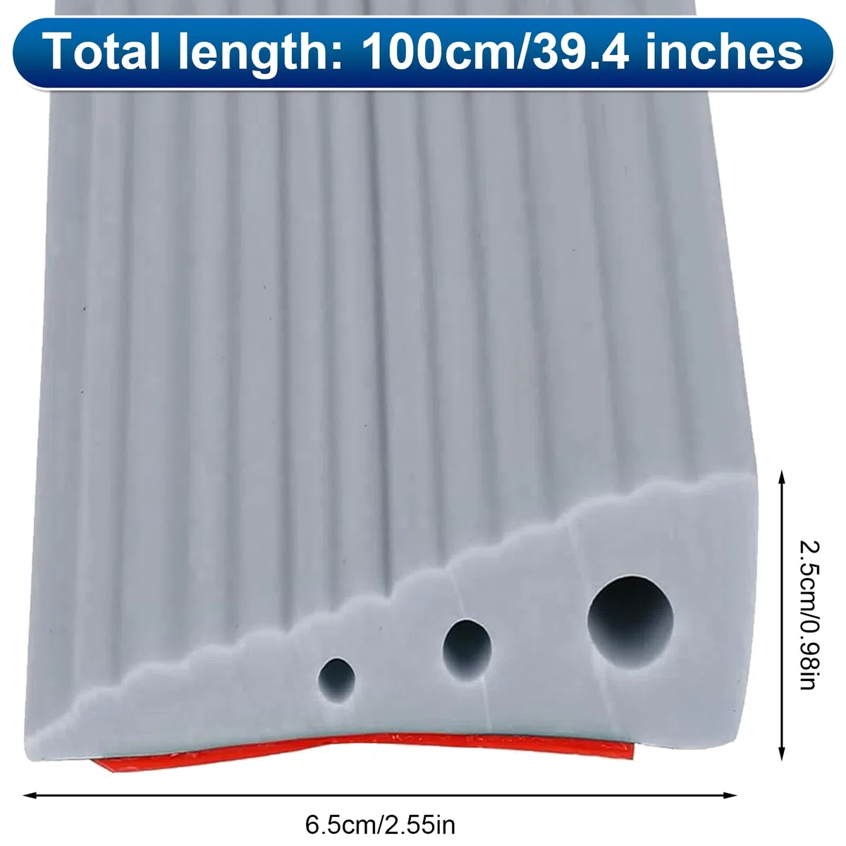 Rampa di Soglia per Porta in TPE, Altezza 2.5 cm, Carico Max 500 kg, Antiscivolo | per Sedie a Rotelle Elettriche, Passeggini, Robot Aspirapolvere, Disabili | Design Resistente (Grigio, 100x6.5x2.5cm)