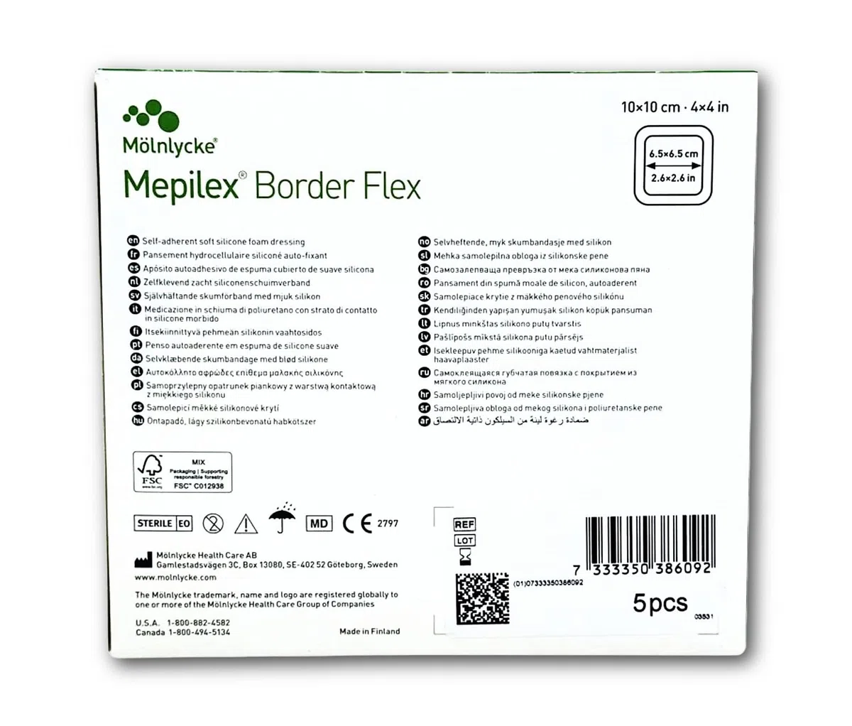 Mepilex Border Flex, 10 x 10 cm, Medicazione “all-in-one” con tecnologia proprietaria Flex 10x10 cm - Conf da 5pz