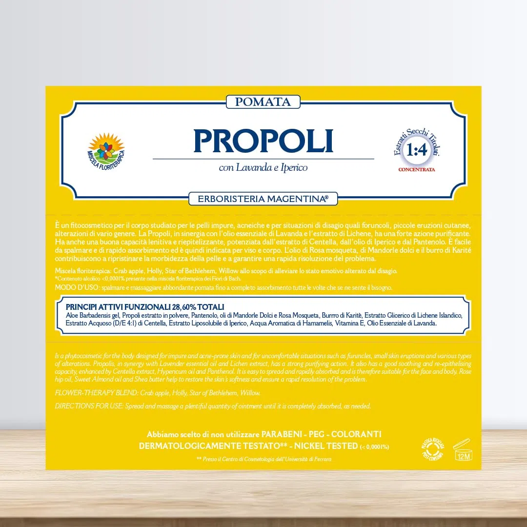 Erboristeria Magentina Propoli Pomata 100 ml - Ottima Pomata Studiata per le Pelli Impure Disagi Cutanei Causati da Irritazioni e Sfregamenti