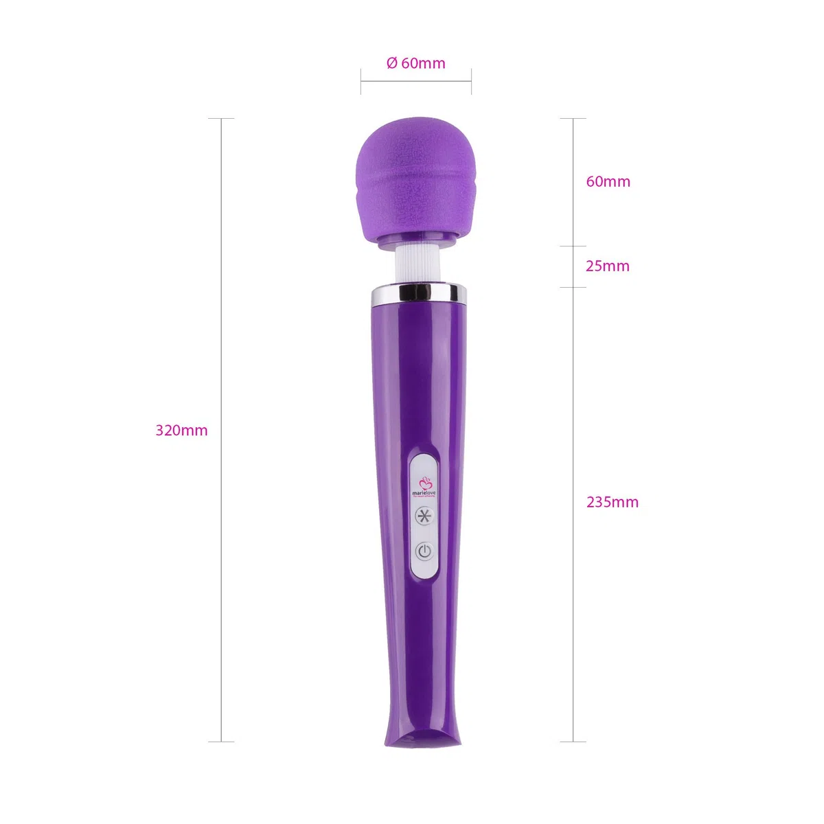 MarieLove - Vibratore Magic Wand 2.0 – funzionamento a batteria | colore + testina a scelta, 20 livelli di vibrazione