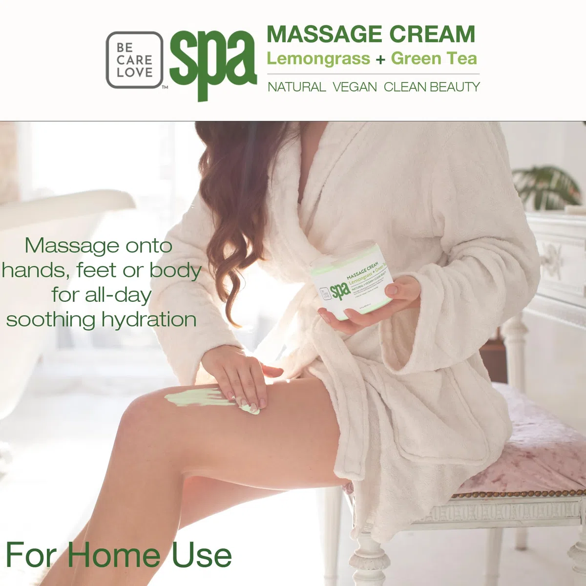 BCL Spa Lemongrass and Green Tea Massage Cream, 16 Ounce