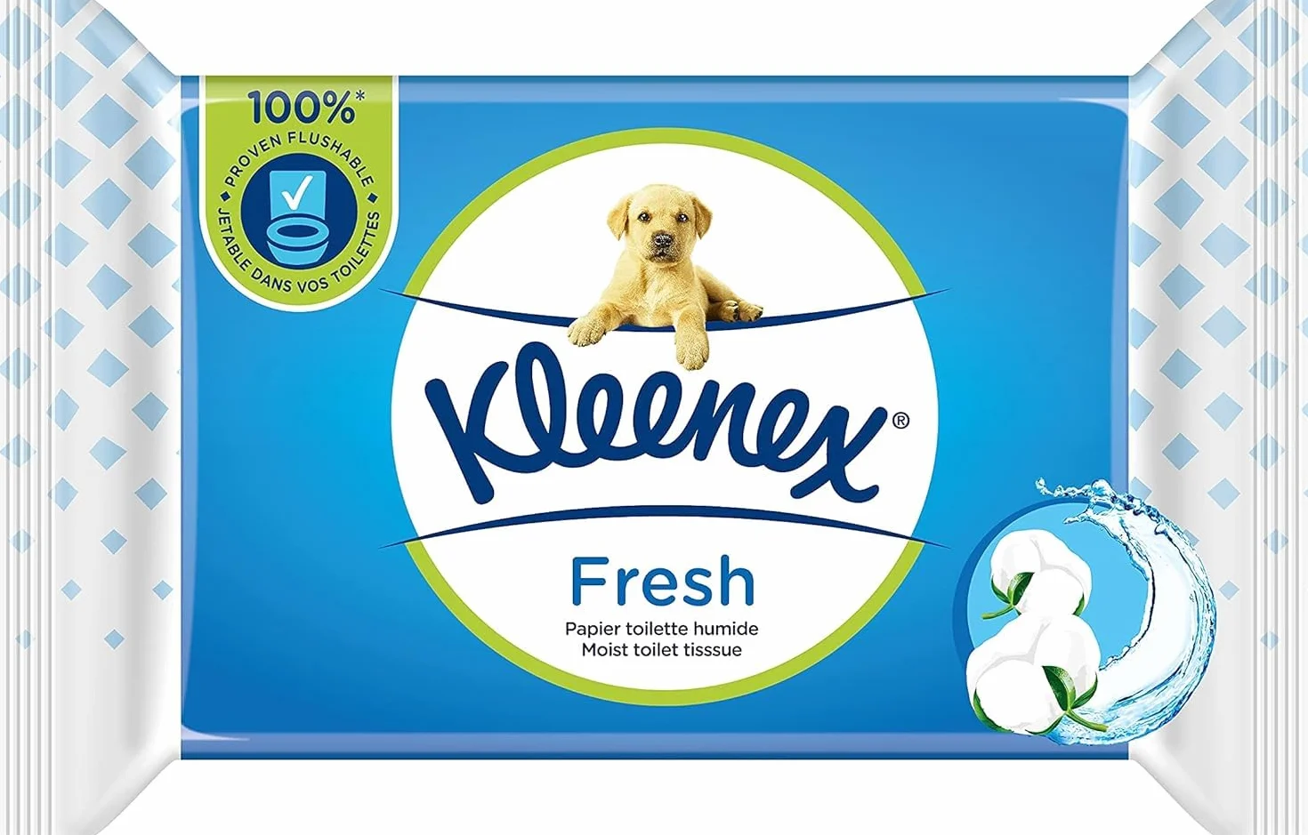 KLEENEX Fresh - Carta igienica umida (12 confezioni da 42 fogli), usa e getta in bagno, 100% fibre naturali, senza plastica, senza profumo, senza alcool