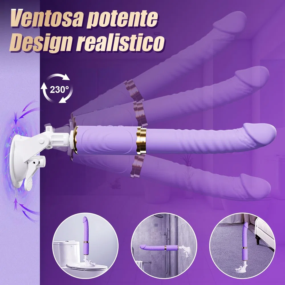 Dildo Vibratoreper Donna Professionale Giocattolo Sessuale a Mani libere Sex Toys 10 Modalità di Spinta e Vibrazione Adatto per la Stimolazione Punto G del Clitoride Anale Ventosa Rimovibile (Viola)