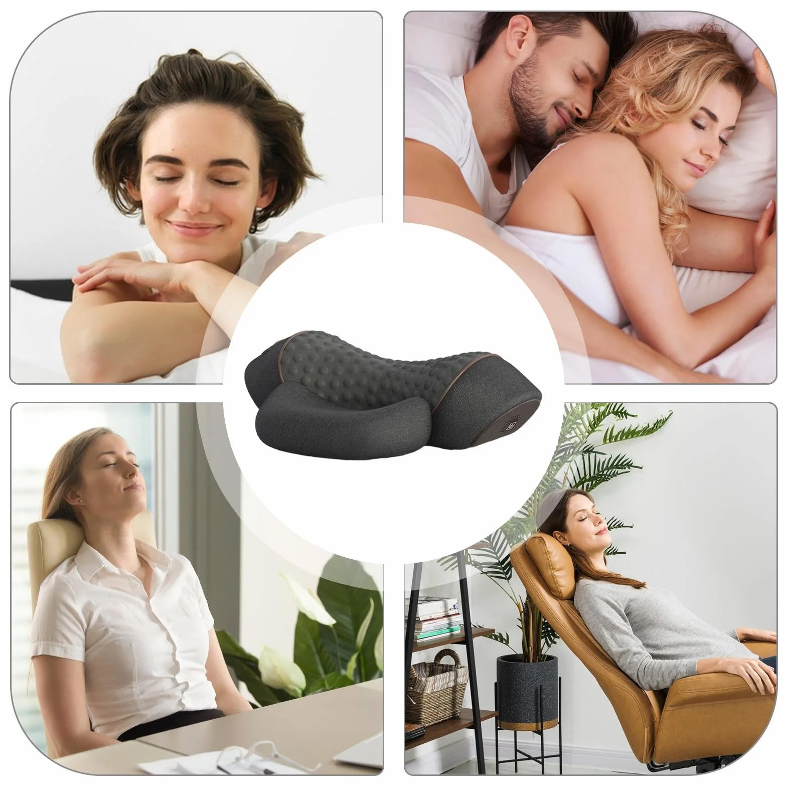 Fisiorest Massaggiatore per Il Collo 3 In1,Massaggiatore per Impastare per Testa Spalle Collo,Massaggio Profondo Rilassamento,con Calore&Trazione per Aiutare Dormire,Alleviare Dolore Muscolare&Tension
