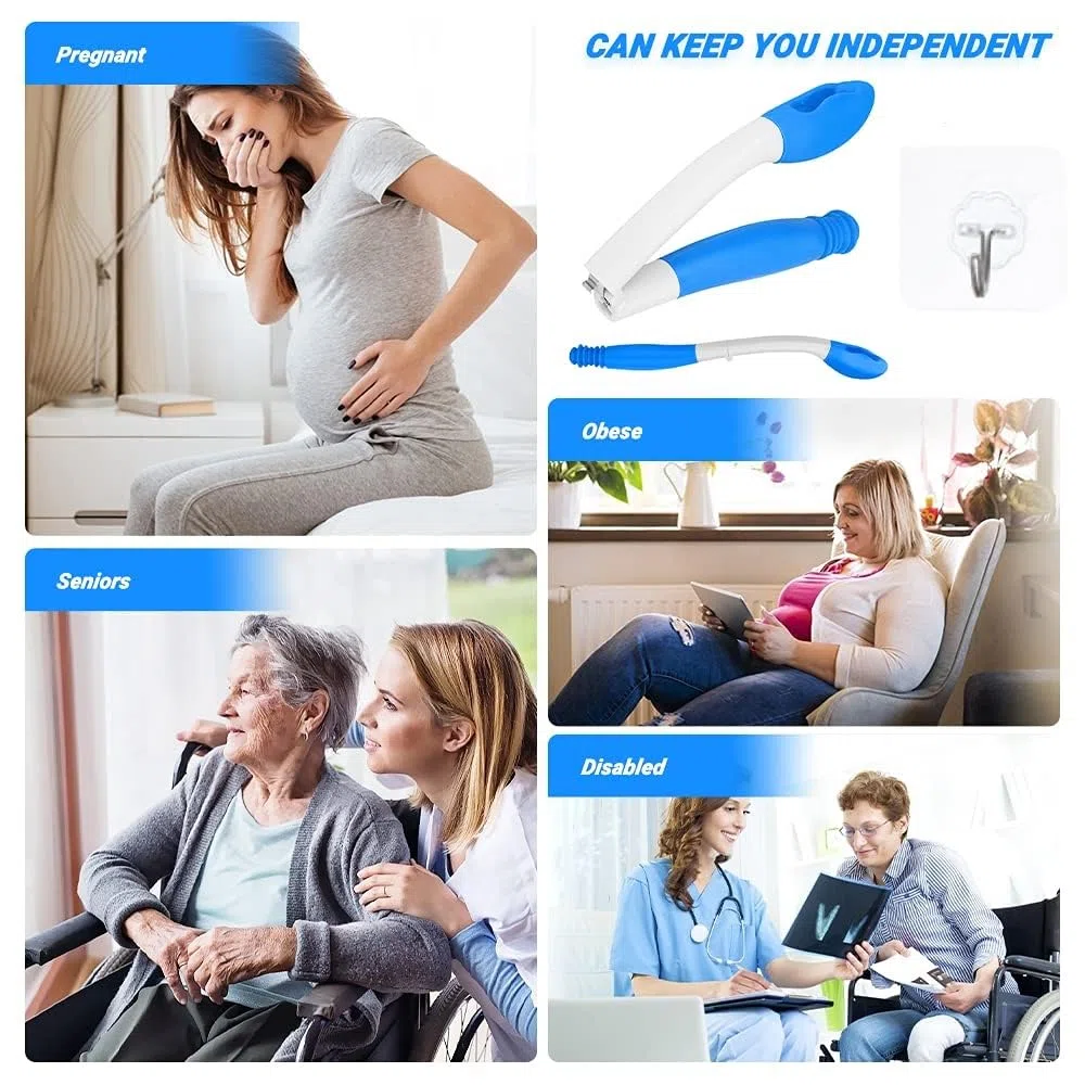 Toilette Aids Tools Lungo Comfort Wipe Pieghevole Toilette AIDS AIDS Buddy Toilette AIDS AIDS con Gancio di Corda per Disabili Anziani Donne Incinte Donne Ferite