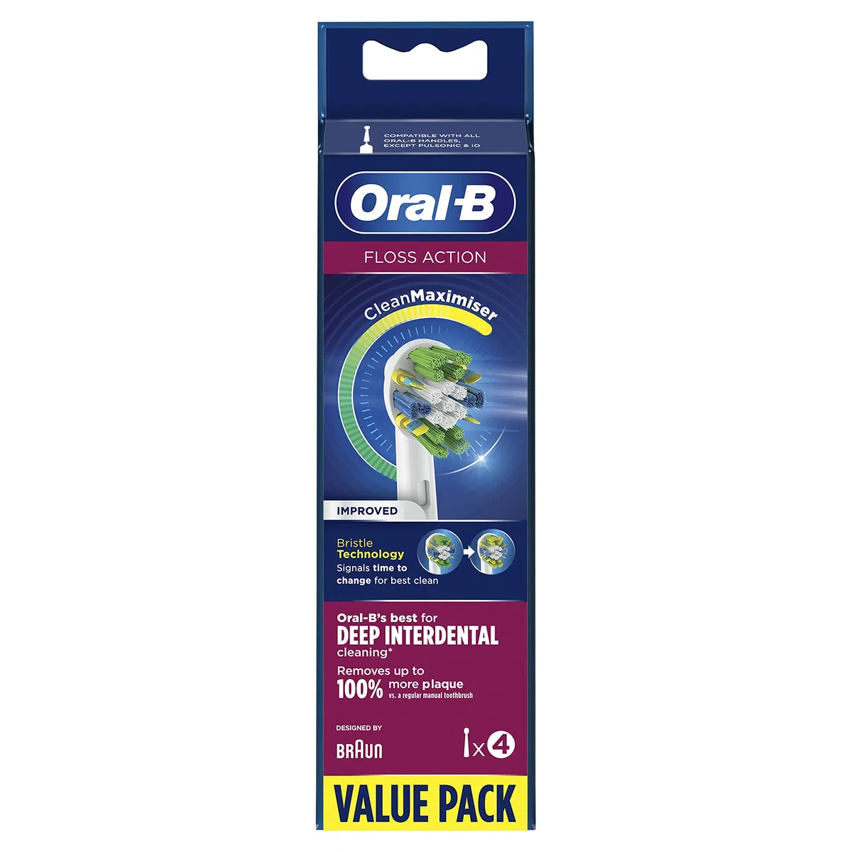 Oral-B FlossAction Testine di Ricambio con Tecnologia CleanMaximiser, Confezione da 4 Pezzi