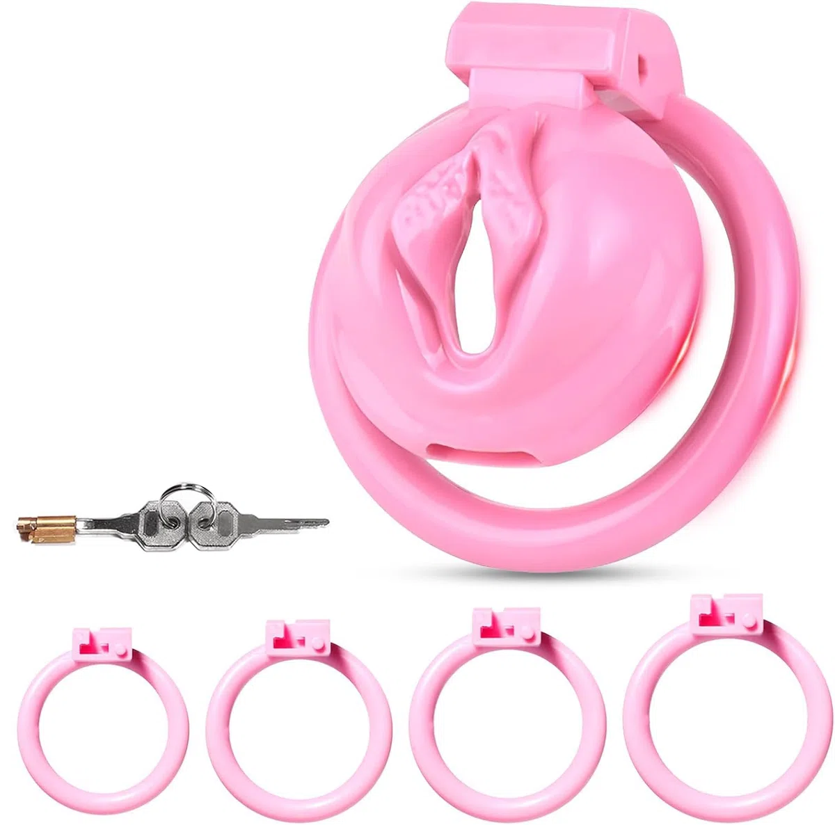 BDSMAGE Sissy Gabbie per Pene, Forma delle labbra chastity cage, gabbia castità per uomo, gabbia di castità con 4 cock rings, cock cage per Prevenire L'erezione (S)