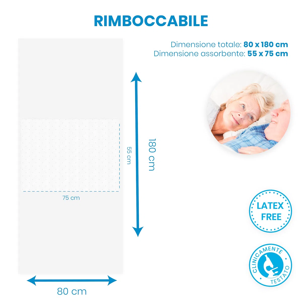 Farmex - Traverse Assorbenti Rimboccabili Per Letto (oppure per Lenzuola e Materassi), Ultra Assorbenza, Delicate sulla Pelle - Dimensioni 80 x 180 cm, 30 Pezzi