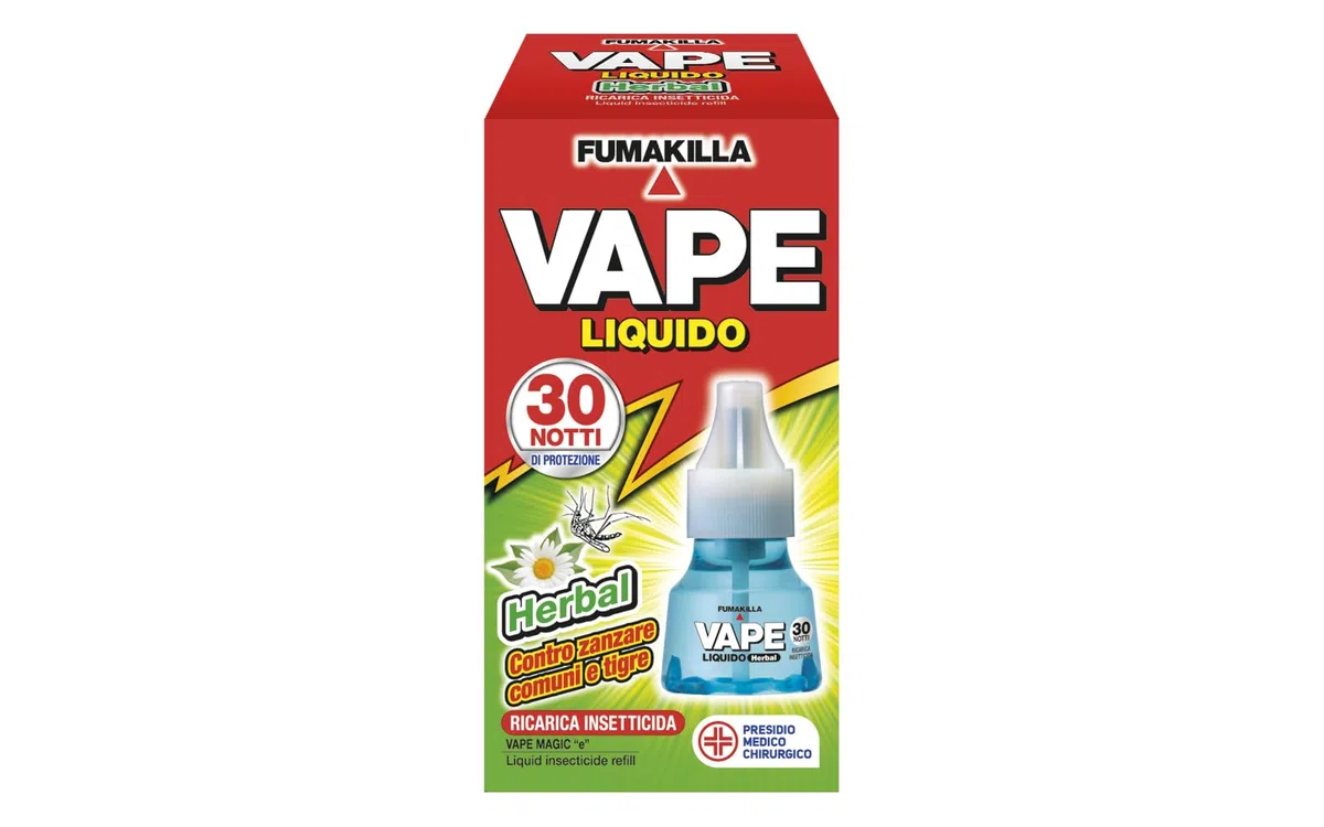 Vape Ricarica Liquida Antizanzare Herbal 30 Notti 15ml, Ricarica per Diffusore Elettrico, Repellente Zanzare 240 Ore, Ambiente Sicuro e Protetto