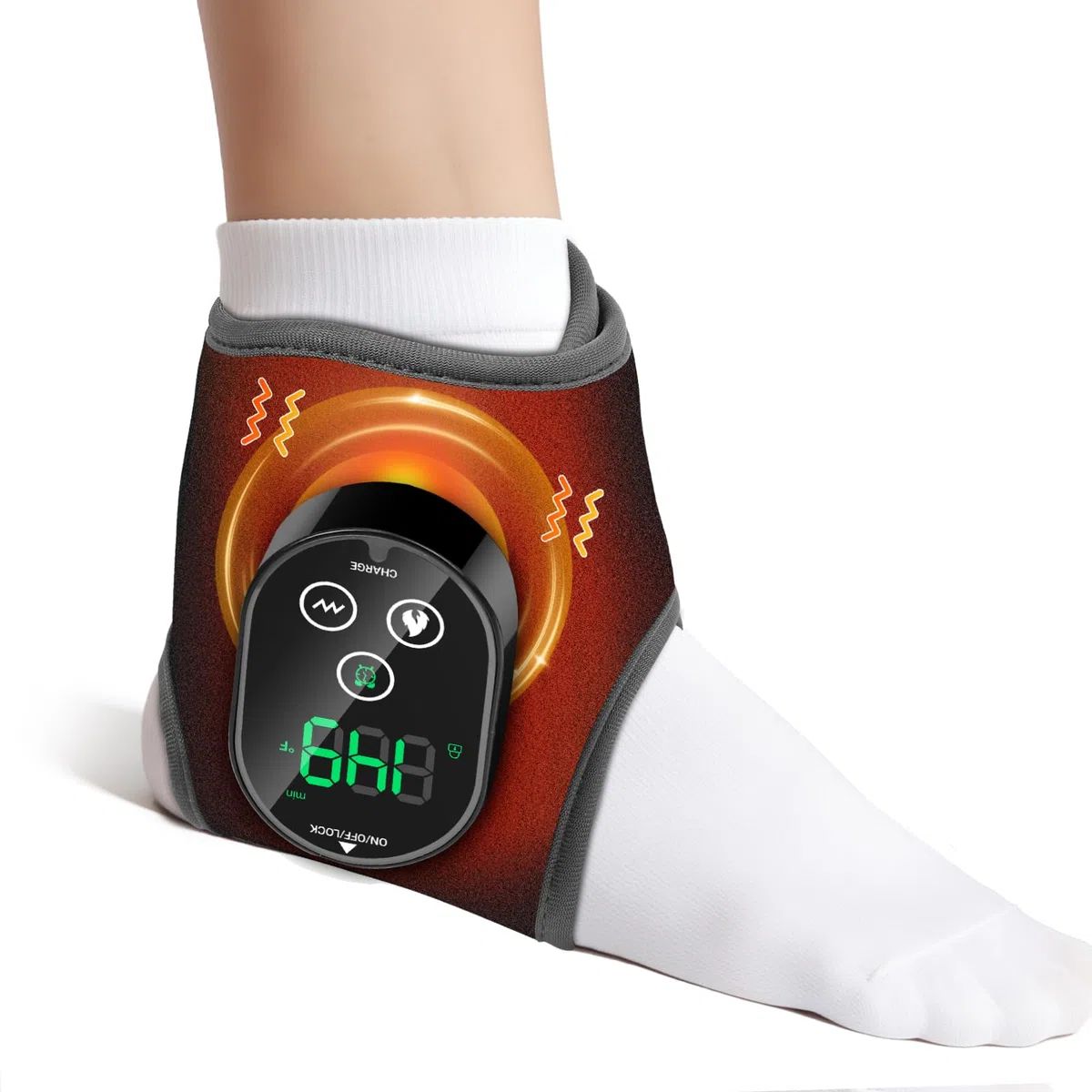 Cuscinetto Riscaldante Per Caviglia Senza Fili Con Massaggio, Fascia Riscaldante Per Piede E Caviglia Con Schermo Tattile, 4 Livelli Calore, 3 Modalità Vibrazione, 3 Livelli Tempo, Batteria 3000mAh