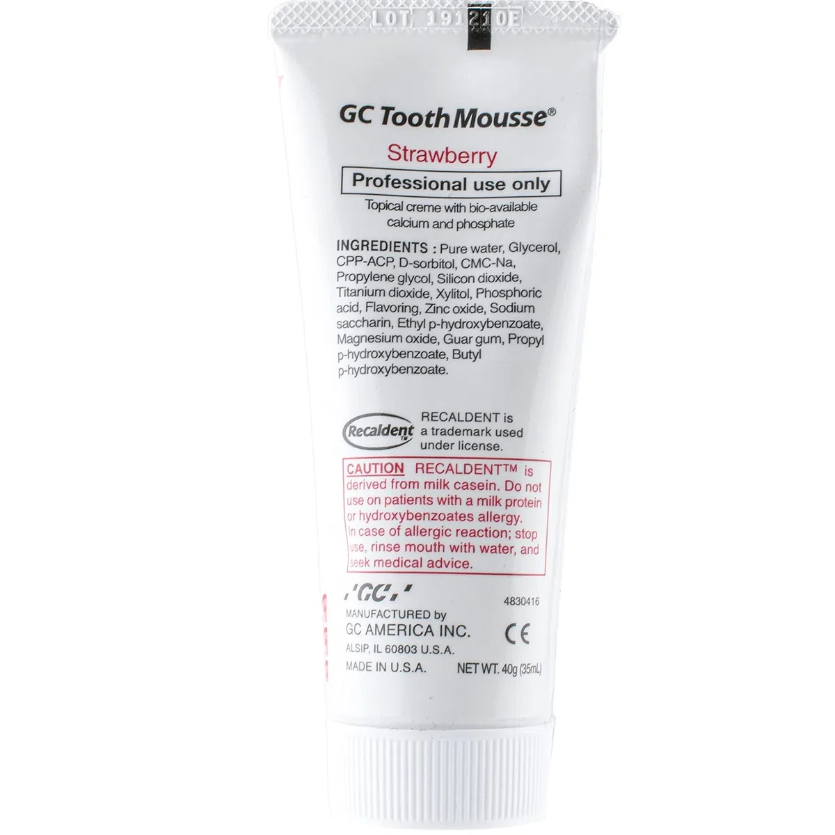GC Tooth Mousse New Remineralising Sugar Free Dental Topical Creme Strawberry