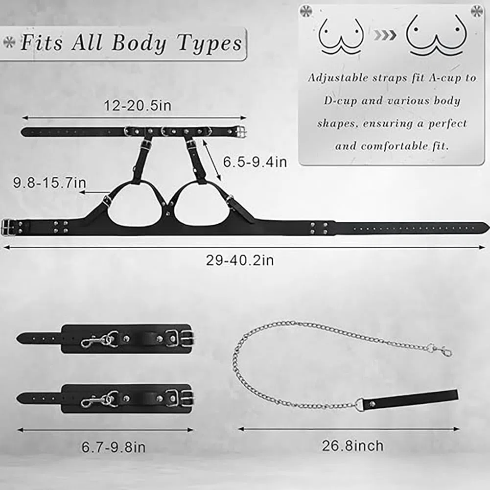 Giocattoli sessuali BDSM Bondage per coppie, set di manette per il seno Sex Bondage, imbracatura per il seno da A a D, giocattoli BDSM estremi per donne, manette, collare, catena di trazione