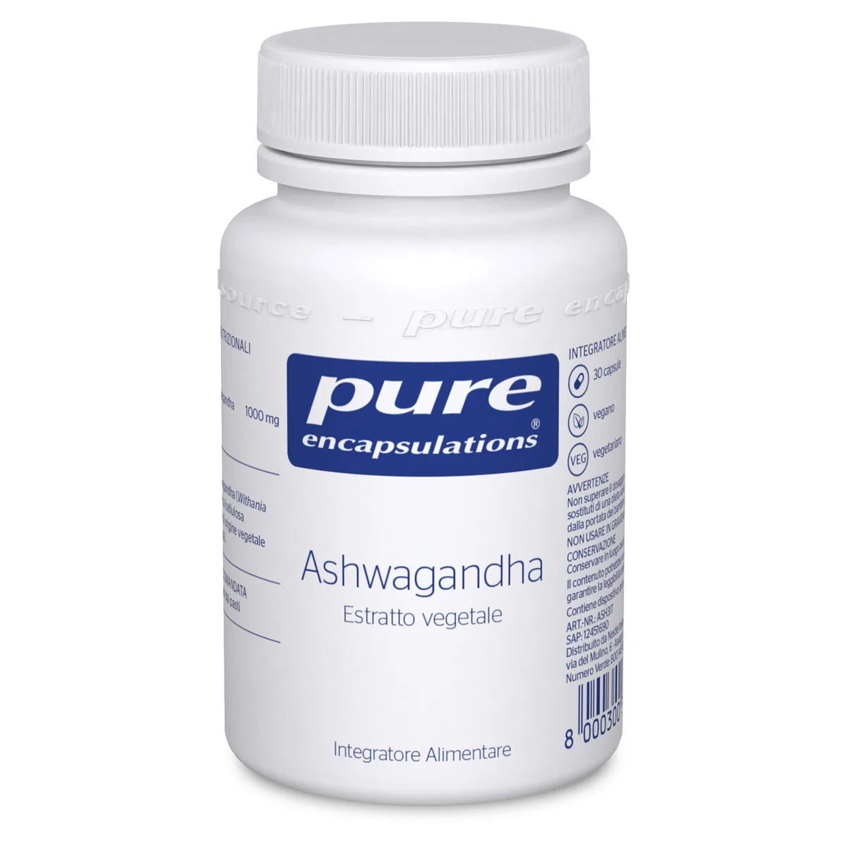 Pure Encapsulations - Ashwagandha – Integratore con Withania somnifera (Ginseng Indiano) – Capsule Vegane Senza Glutine e Lattosio – 30 Capsule