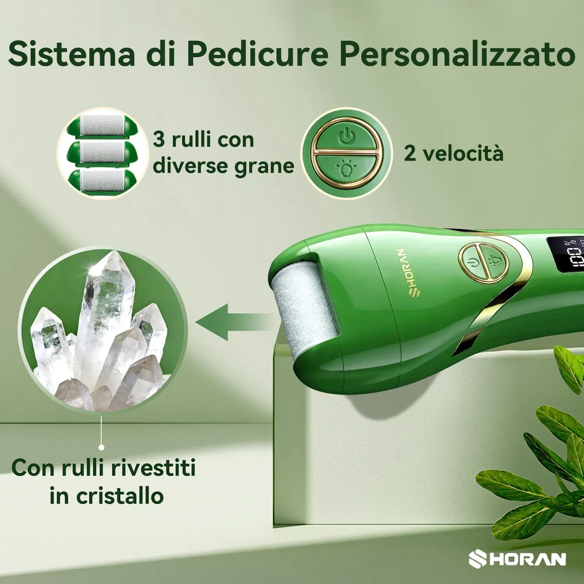 SHORAN Pedicure Elettrico Professionale Piedi, Rimuovi Duroni e Calli Piedi Rimozione Ricaricabile per Eliminare Gratta Togli Leviga Cura Pelle morta e Talloni screpolati, con 3 Rulli e 2 Raspa Piedi
