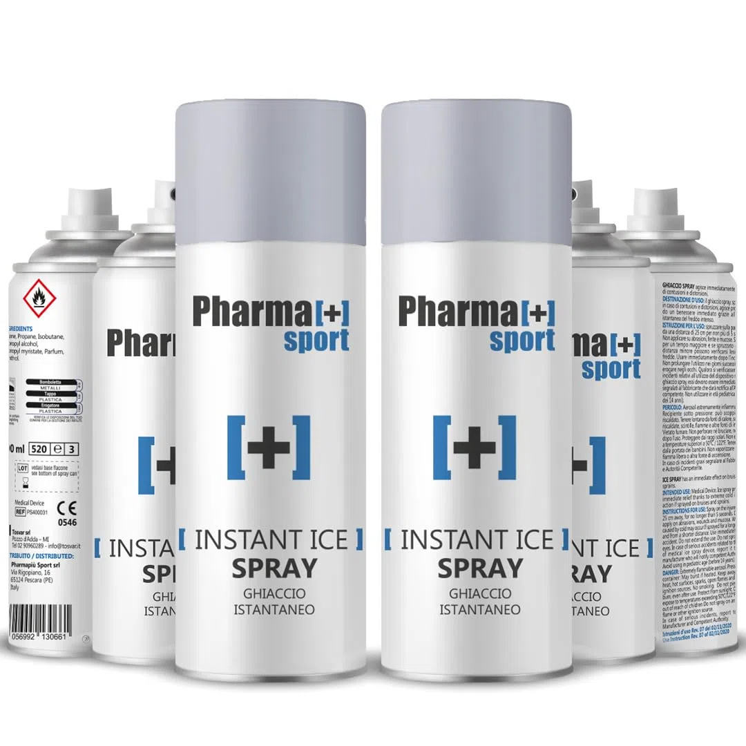 PHARMA+SPORT Ghiaccio Spray Sport - Istantaneo, Effetto Freddo, Dispositivo Medico Classe I, 400ml Confezione da 6 Pezzi
