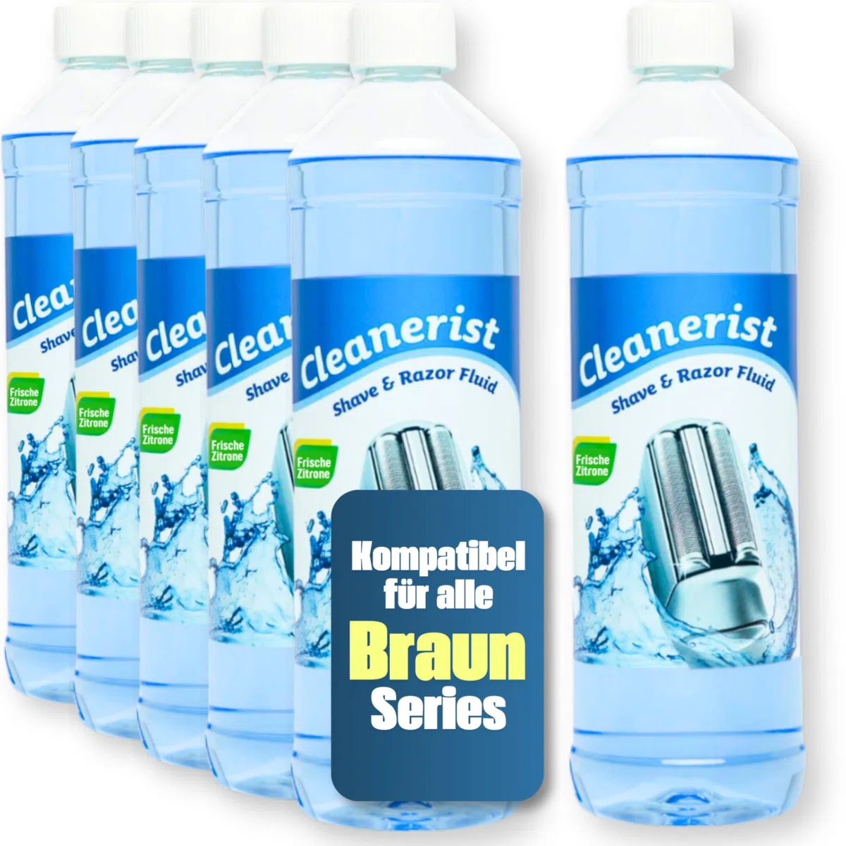 Cleanerist | 6 X 1L Pulitore per testina di rasatura Liquido di ricarica per Braun Clean & Renew (Series 3/5/7/8/9) – Ricambio per ricarica di 60 cartucce di pulizia CCR – Rasoio liquido detergente