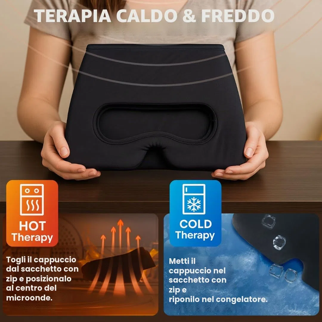 Cuffia Anti-Emicrania, Refrigerante e Riscaldante, Cappello Fascia con Gel per Testa e Occhi - Terapia Caldo/Freddo per Sollievo da Mal di Testa, Sinusite Cronica e Cervicale Ghiaccio gel
