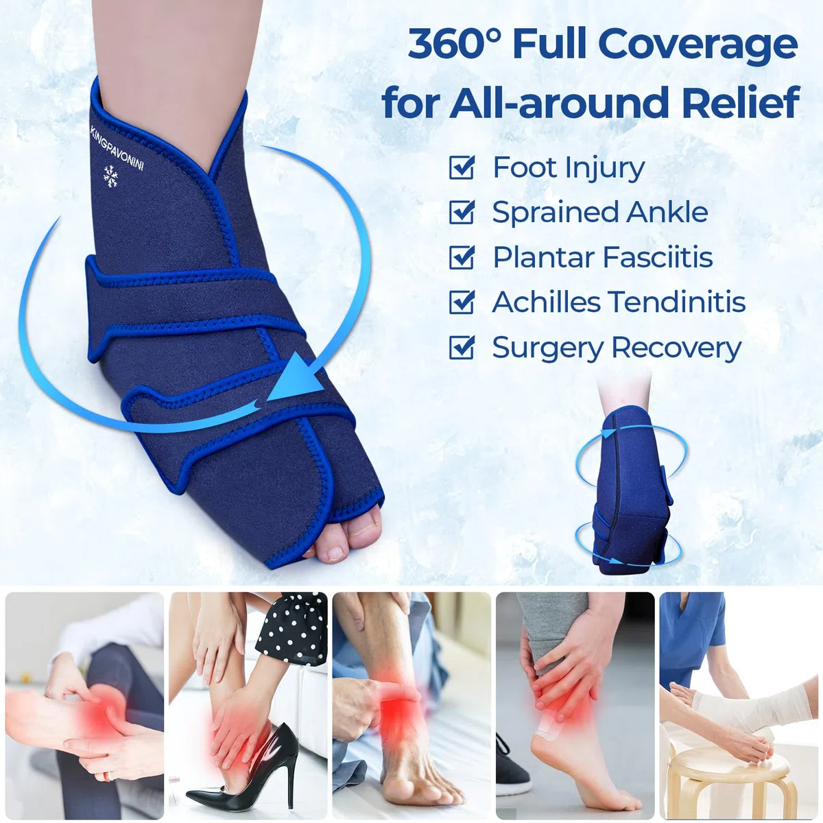 Impacco di ghiaccio per alleviare il dolore, impacchi freddi riutilizzabili in gel per lesioni, gonfiore, tendinite di Achille, fascite plantare, distorsioni alle caviglie e ai talloni, terapia del