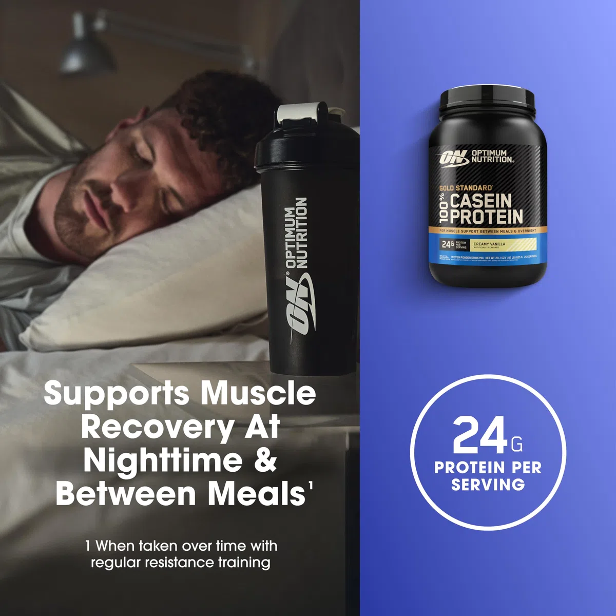 Optimum Nutrition Gold Standard 100% Proteine Caseina in Polvere, Gusto Vaniglia Cremosa, 924g, 28 Porzioni