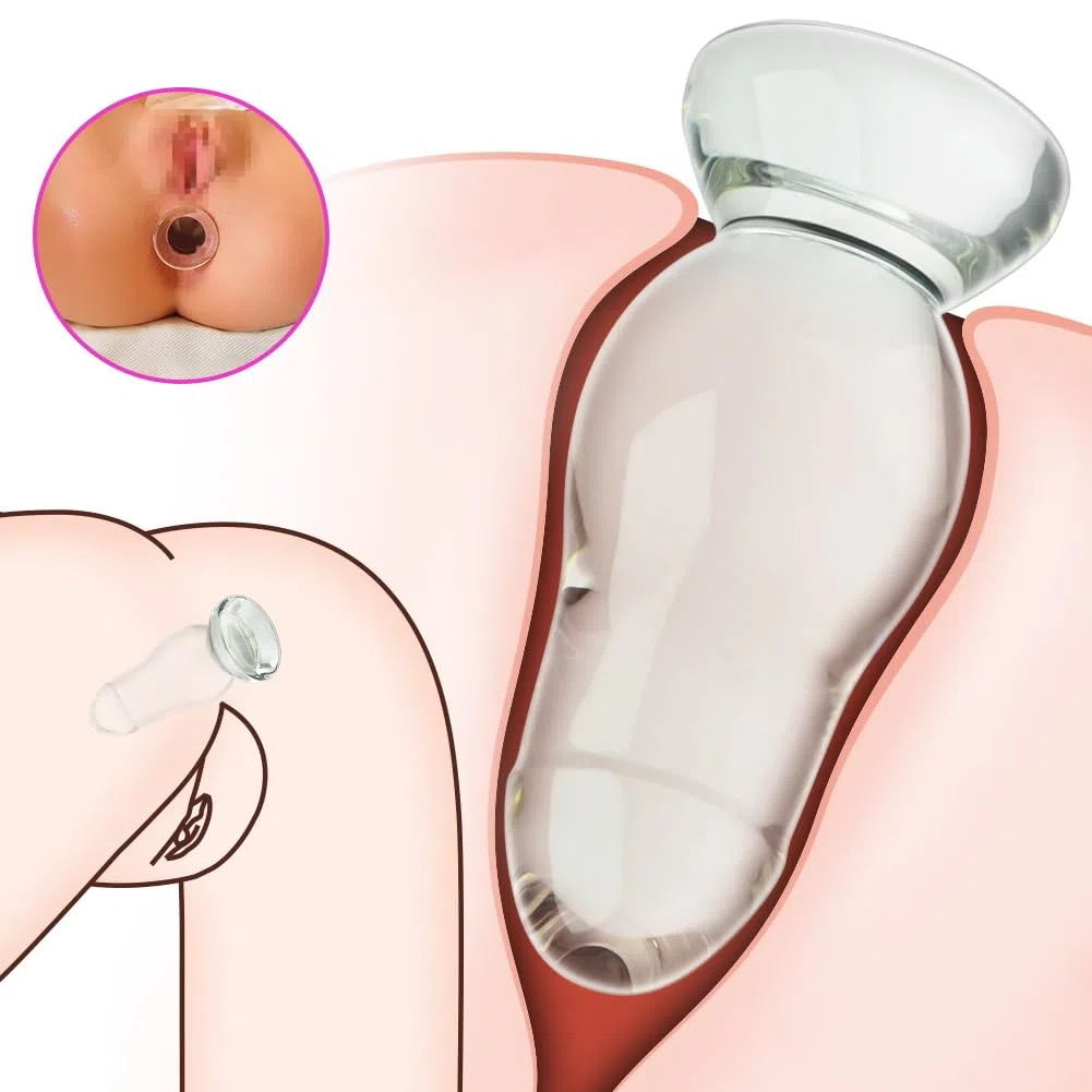 SXOVO Plug Anale in Vetro Dildo Anale di Cristallo Plug Anali Grande e Spesso per Massaggio Prostatico Dilatatore Anale Masturbatore Toys Sessuali Sex Toy per Donna Uomo Coppie (M)