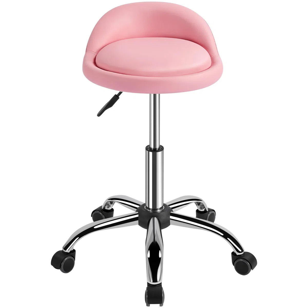 Sgabello con Ruote Estetista Regolabile in Altezza per Toeletta Trucco Girevole Rosa
