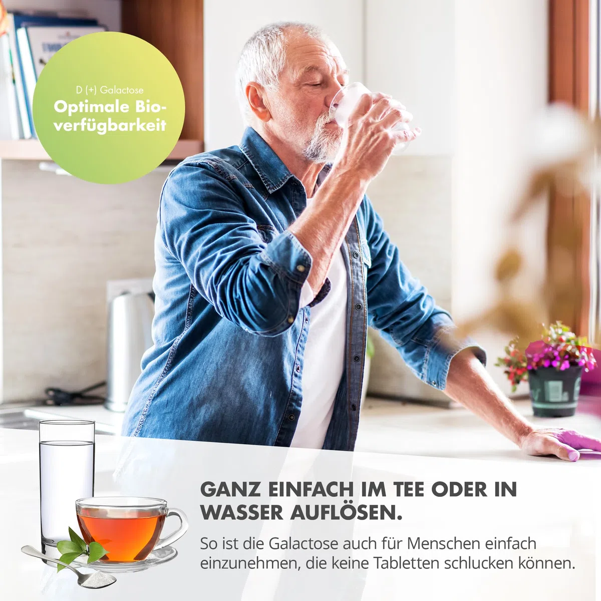 D+ Galattosio Polvere 1000 g - Qualità tedesca, elevata purezza > 99% senza additivi e ingegneria genetica, vegetariana, con misurino - zucchero mucoso, zucchero semplice | Nutritec