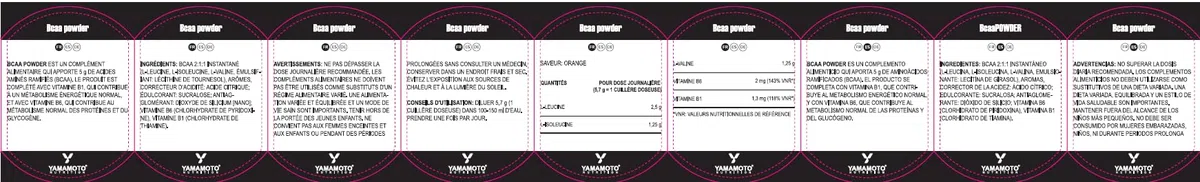 YAMAMOTO NUTRITION BCAA 2:1:1 300 gr, Integratore Alimentare di Aminoacidi Ramificati Fermentati con Vitamina B1 e B6, Integratore per Sportivi BCAA POWDER, Gusto Arancia