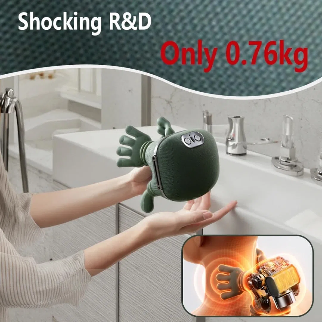 Massaggiatore Riscaldato Bionico, Massaggiatore Shiatsu Portatile Wireless per Collo e Schiena, Massaggio Elettrico a Impastamento 4D per Tessuti Profondi, Design che Simula la Mano Umana per