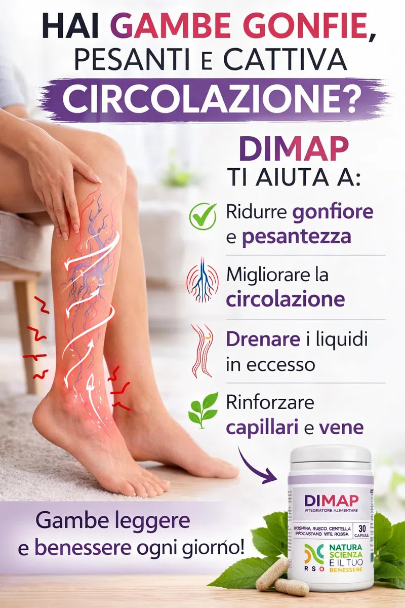 Integratore per Circolazione Gambe – Riduce Gonfiore e Pesantezza – Drenante Naturale con Diosmina, Rusco e Centella – 30 Capsule