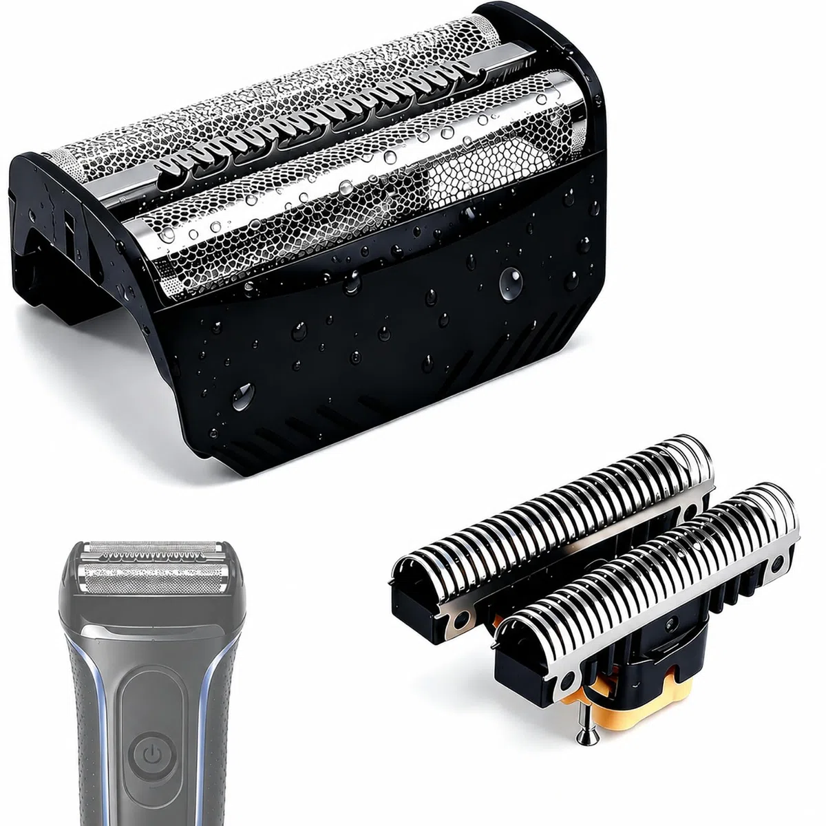 Poweka testina di rasatura compatibile con Braun 30B - Lama di alta qualità per rasoio a lama combinata per Braun Serie 3 30B / Serie 7000/4000