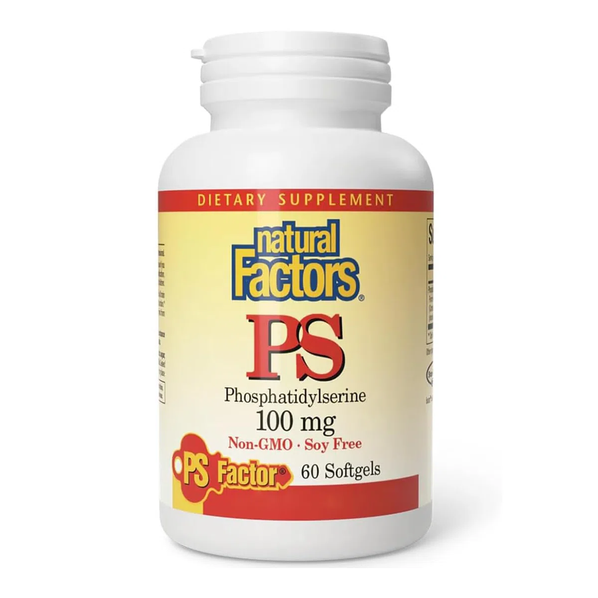 Natural Factors, PS Phosphatidylserin, 100 mg, da Lecitina di Girasole, 60 Capsule molli, Testato in Laboratorio, Senza Soia, Senza Glutine, Non OGM