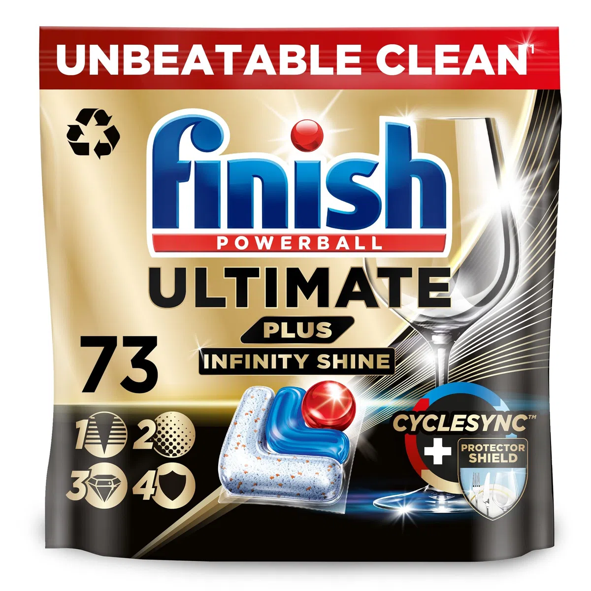Finish Ultimate Plus Infinity Shine Pastiglie per lavastoviglie sfuse |profumo: fresco | 73 pastiglie per lavastoviglie | per una pulizia eccellente e lucentezza a diamante