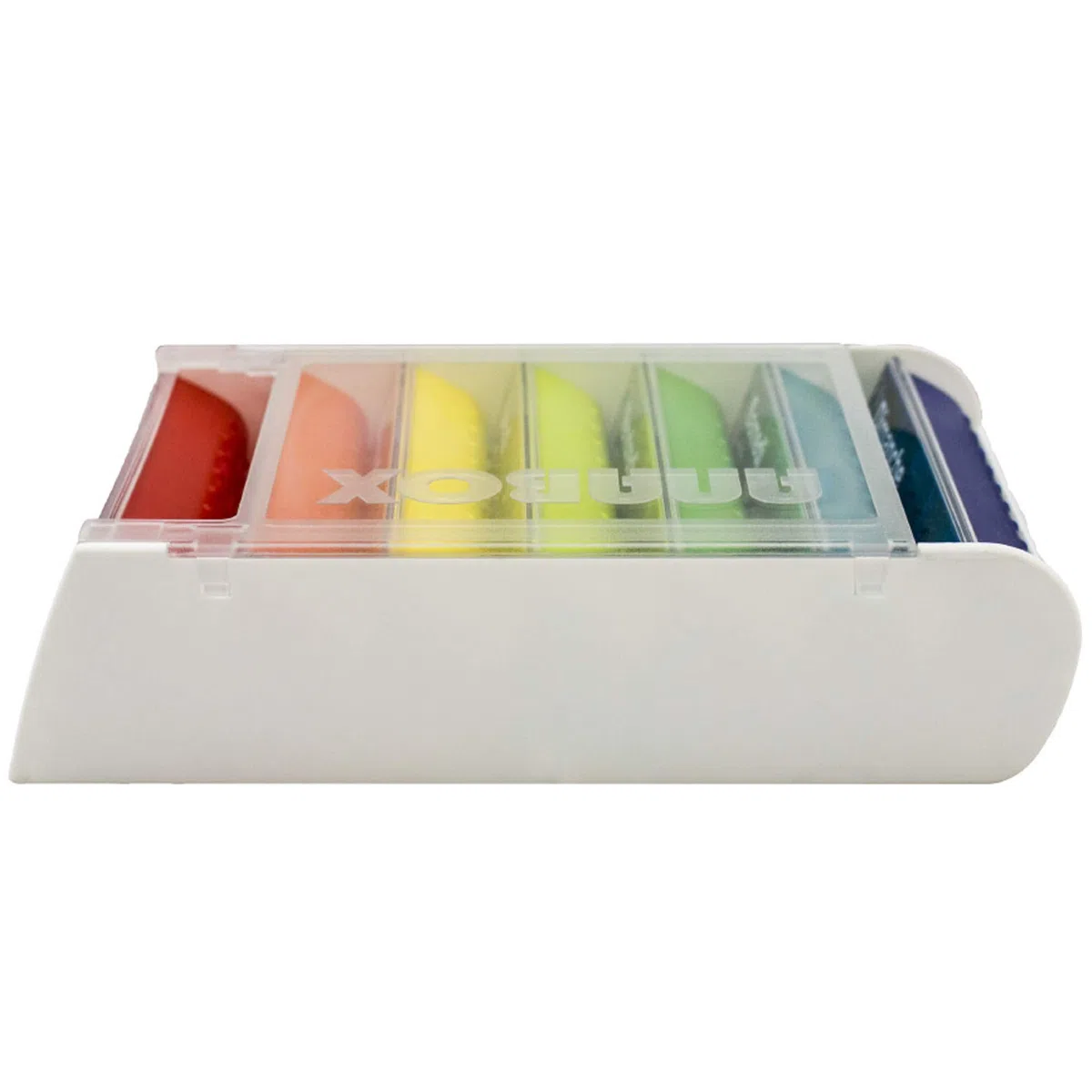 Anabox Portapillole Settimanale Arcobaleno – Portapillole 7 Giorni (Lunedì a Domenica) con 5 Scomparti al Giorno (Mattina, Mezzogiorno, Sera, Notte, Necessità) – Grande Capacità, Senza BPA, Fabbricato